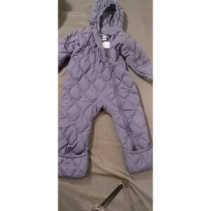 Lands End Infant 24M Goose Down Quilted Snowsuit Bunting Purple Hooded One Piece